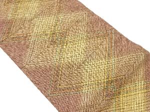 組織金通し子持ち菱模様織出し名古屋帯